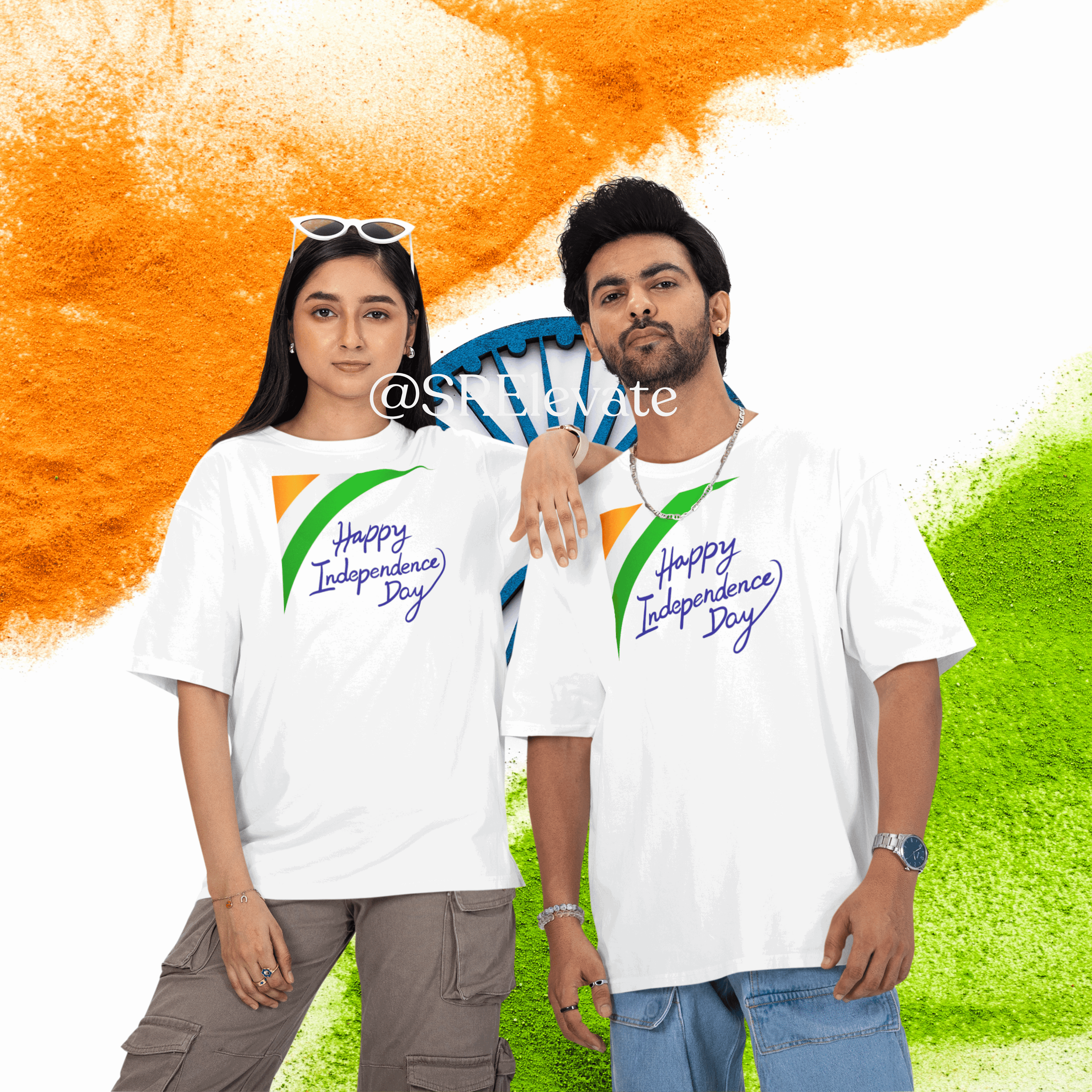 Premium Bio-Wash Oversized Independence Day T-Shirt – Unisex 200 GSM Cotton | Limited Edition Tricolor Tee
