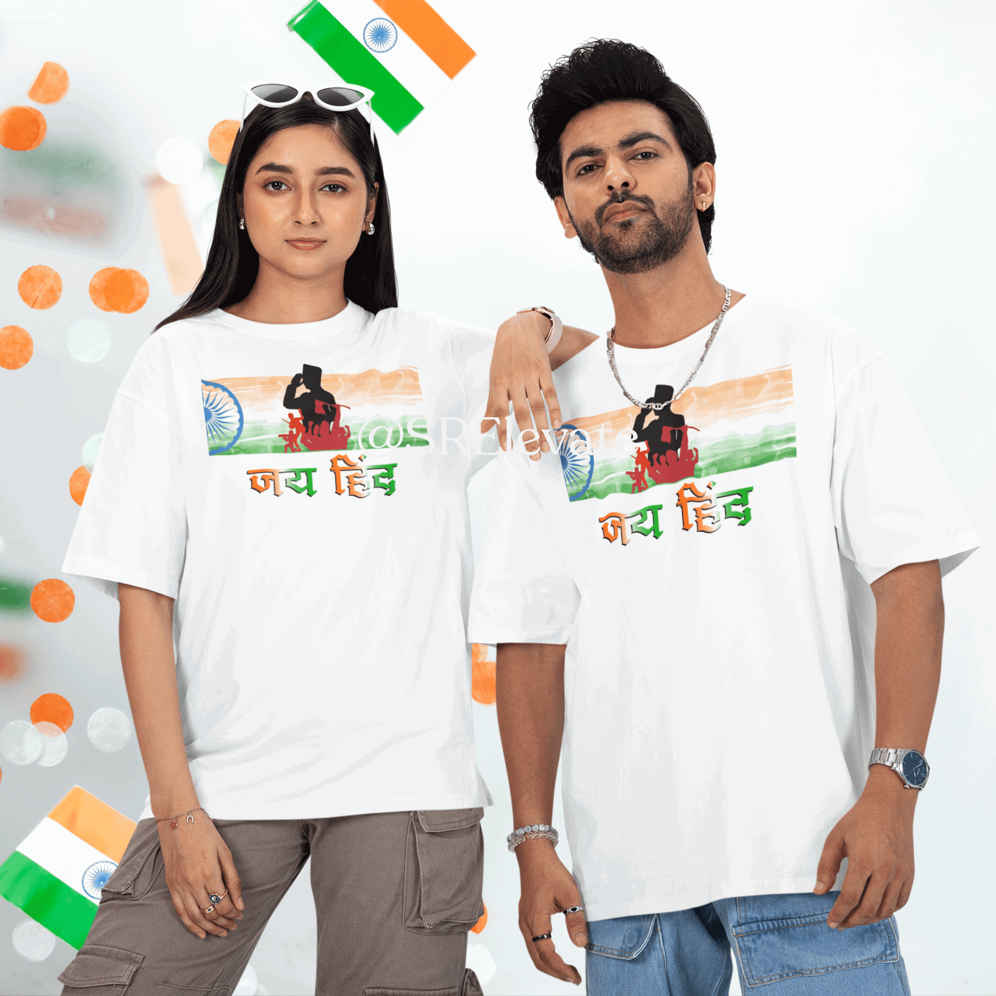 जय हिंद Bio-Wash Oversized Independence Day T-Shirt – Premium 200-220 GSM Cotton | Unisex Patriotic Tee India