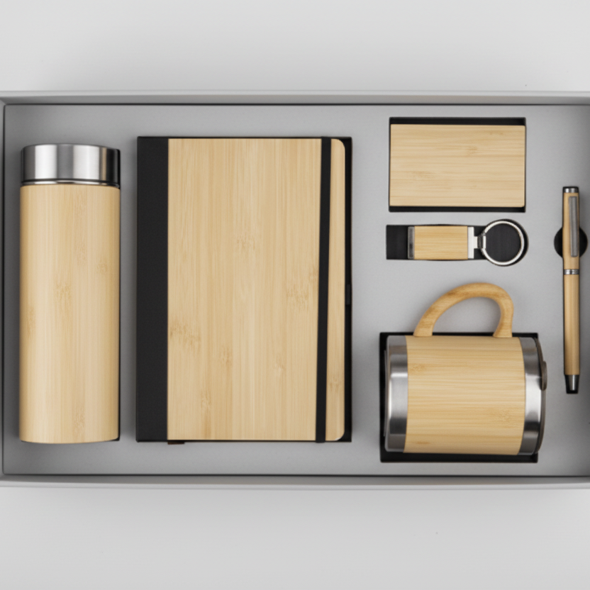 Premium 6-in-1 Bamboo Corporate Gift Set | Eco-Friendly Employee Joining Kit | Limited Stock – Enquire Now!