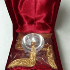 Premium Om & Swastik Decorative Diya Gift Box Set – Golden Brass Finish Pooja Diyas with Velvet Case | Diwali, Wedding & Festive Gifting