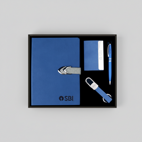 4-in-1 Premium Custom Corporate Gift Set – Notebook, Key Chain, Pen & Card Holder