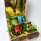 Luxury Suitcase Style 4-in-1 Jar Gift Hamper – Kunafa from Dubai, Premium Chocolates, Dates & Teas