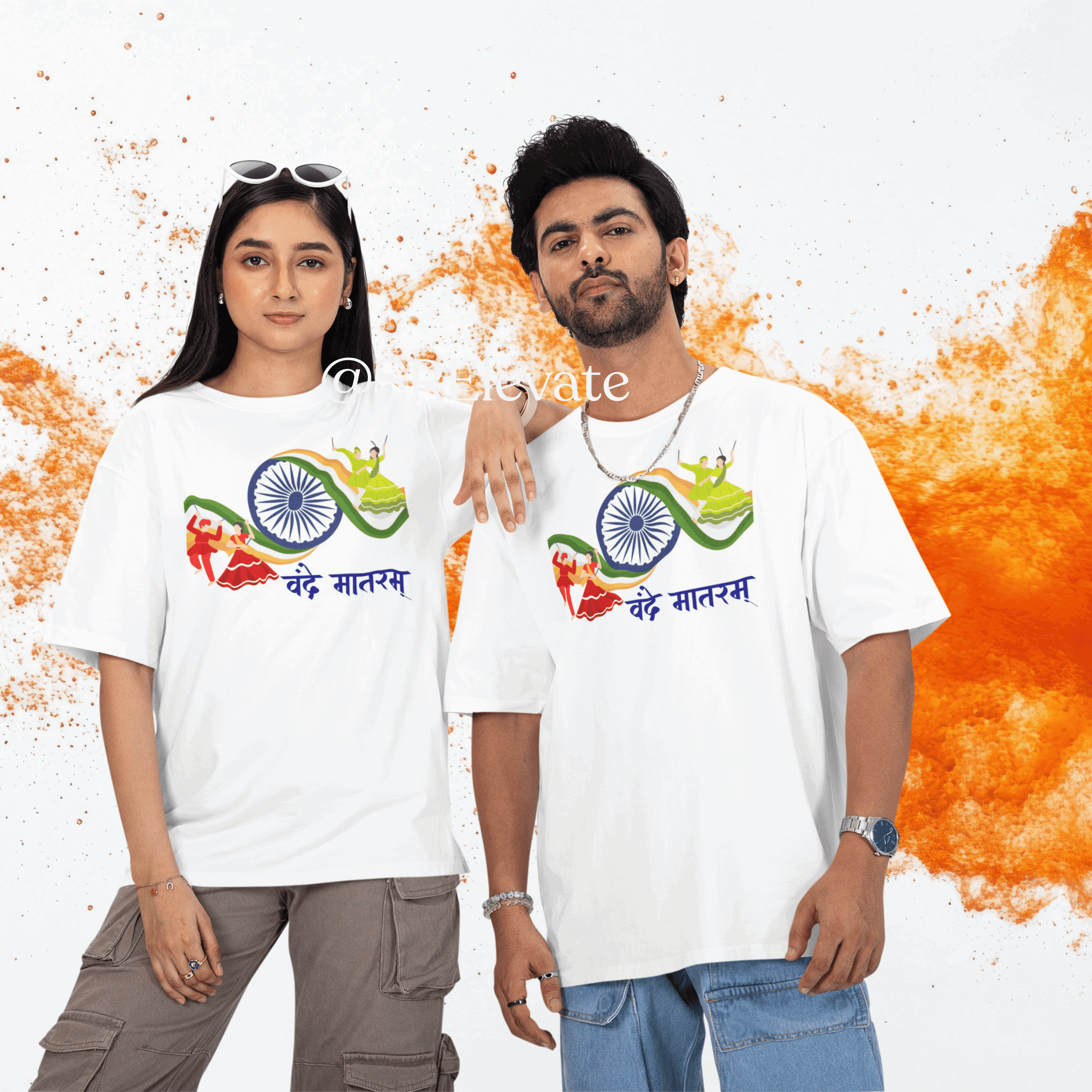Cultural Vande Mataram Oversized T-Shirt | Tricolor Indian Dance Edition | Unisex Independence Day Tee