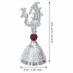 German Silver Pooja Bell with Rudraksha Handle – Temple Ghanti in Designer Box