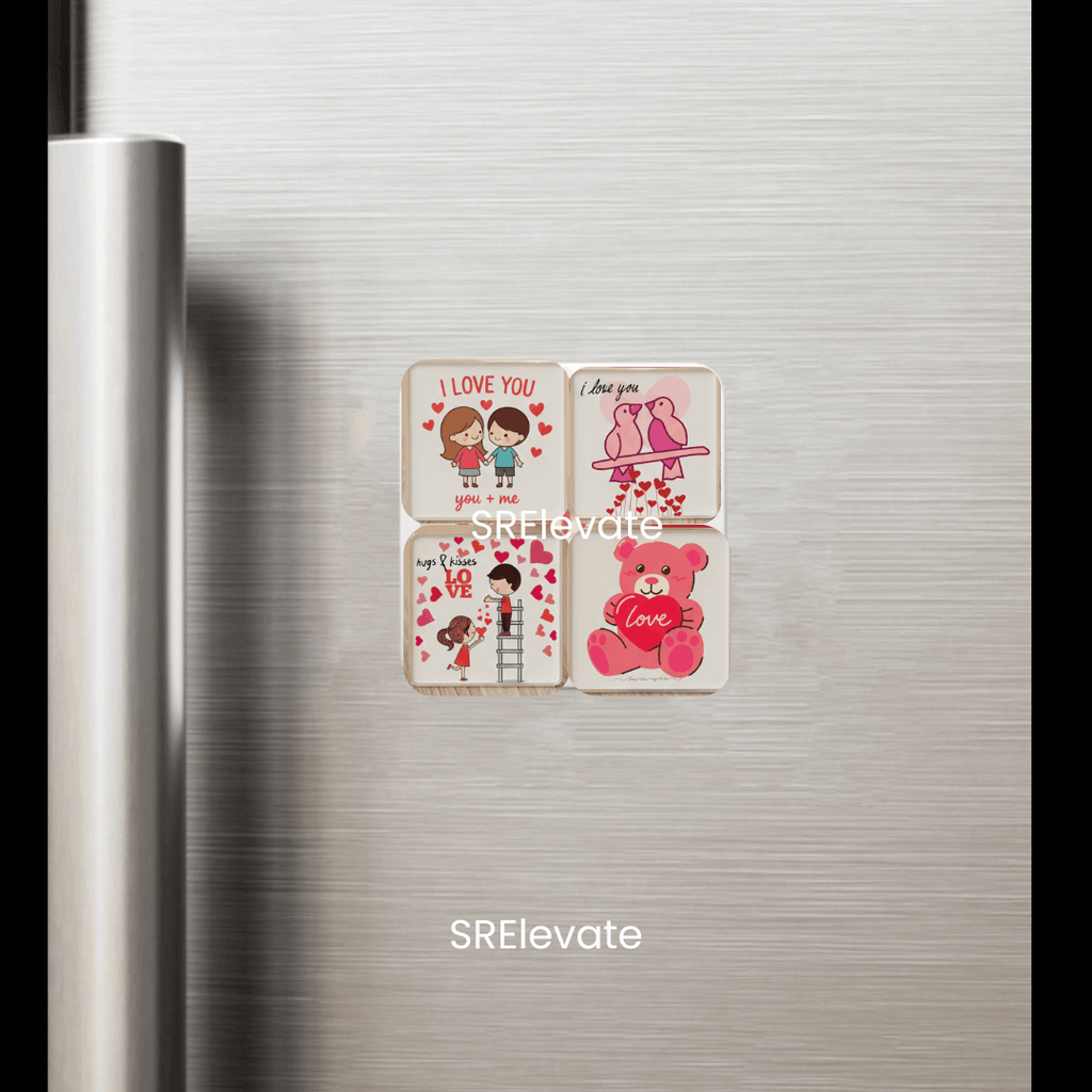 Valentine Special Fridge Magnet Set of 4 | Acrylic Square Magnets