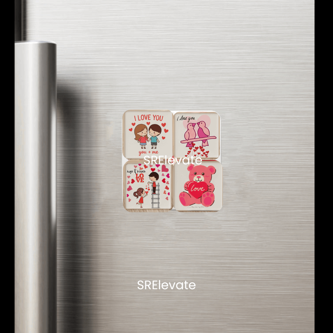 Valentine Special Fridge Magnet Set of 4 | Acrylic Square Magnets