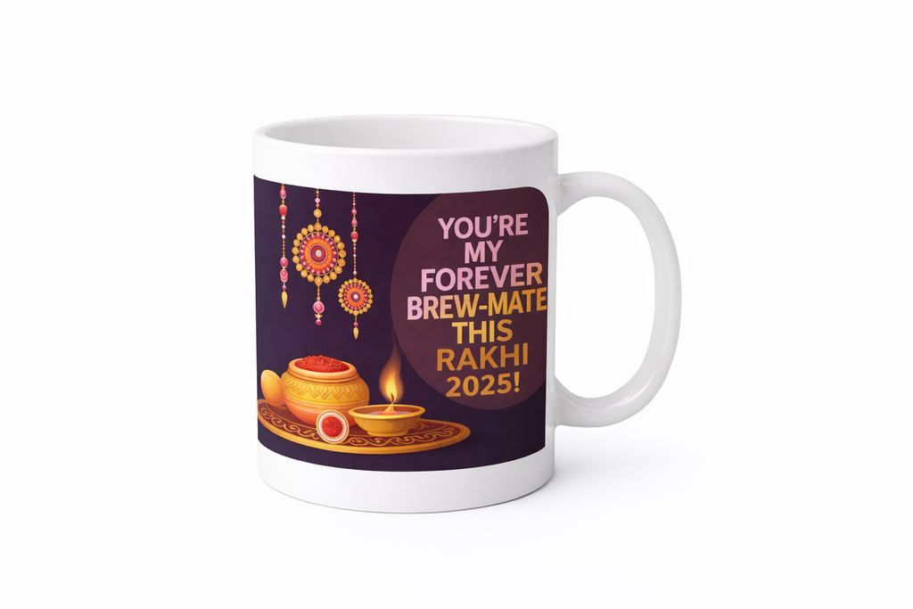 Forever Brewmate Rakhi Mug 2025 – Custom Coffee Mug for Brother | Personalized Raksha Bandhan Gift Mug