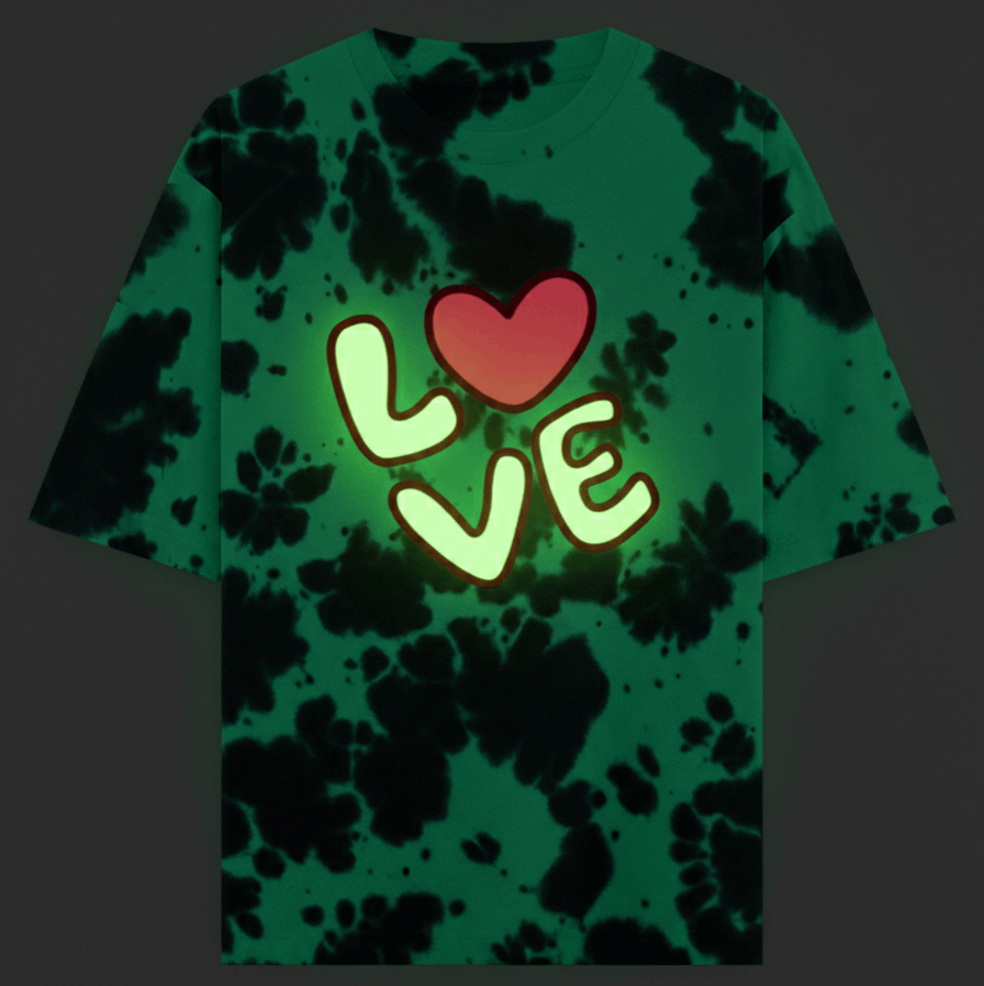Personalised Unisex Tie-Dye Oversized Glow-in-the-Dark T-Shirt | Vinyl Print