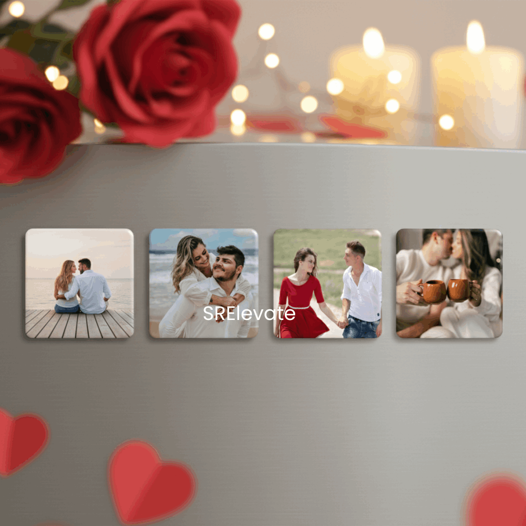 Valentine Special Personalized Photo Fridge Magnet Set of 4 | Custom Acrylic Magnets