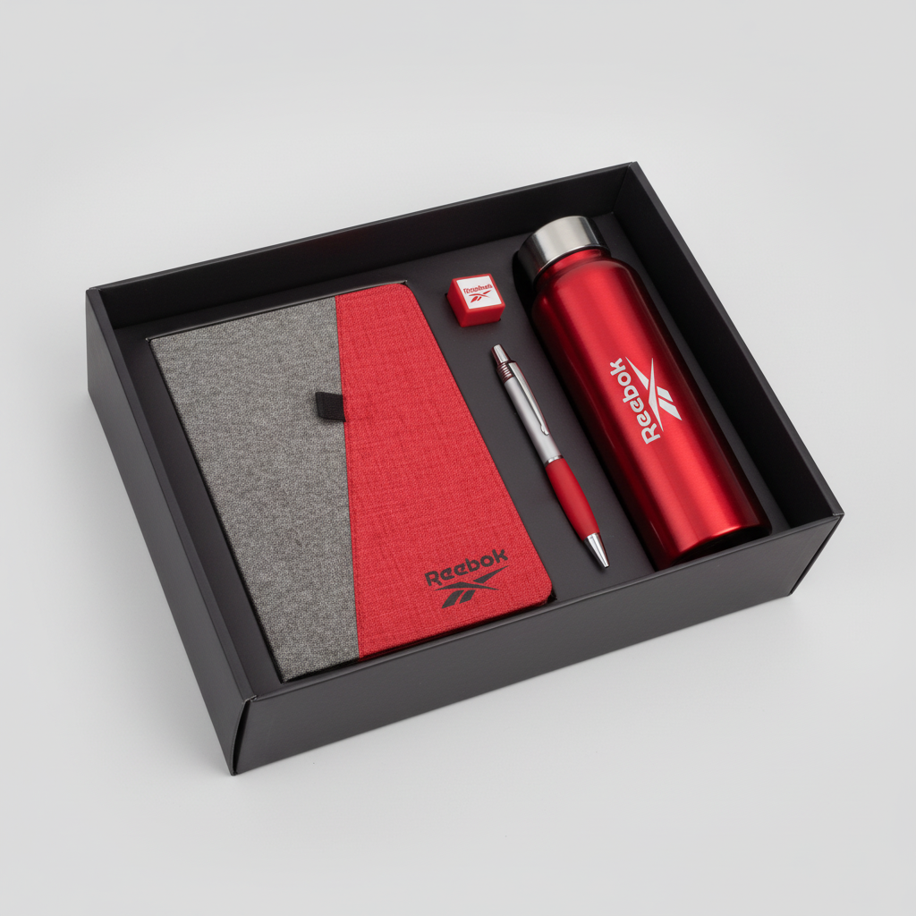 4 IN 1 | Premium Corporate Diwali Gift Set – Steel Bottle, Linen Notebook, Metal Pen & Mobile Stand,corporate gift ideas for customers