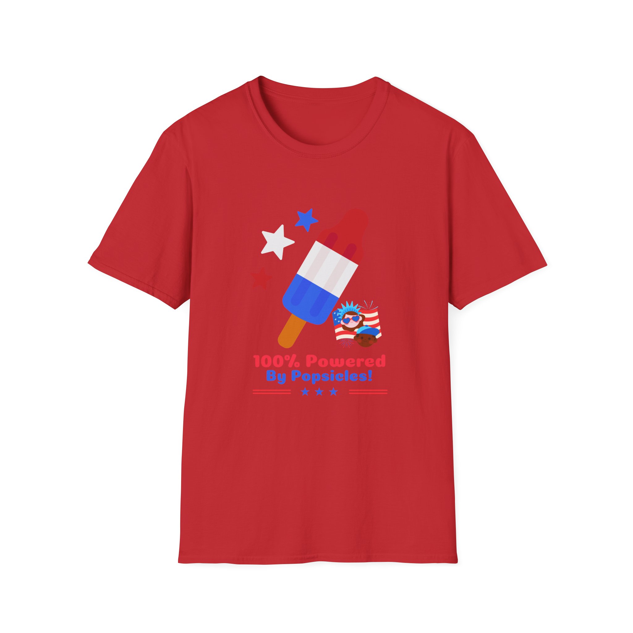 Powered by Popsicles TShirt Funny Cool 4th of July Clothing Cute Independence Day Outfit with Red, White & Blue Style for Fireworks , BBQ - Image 10