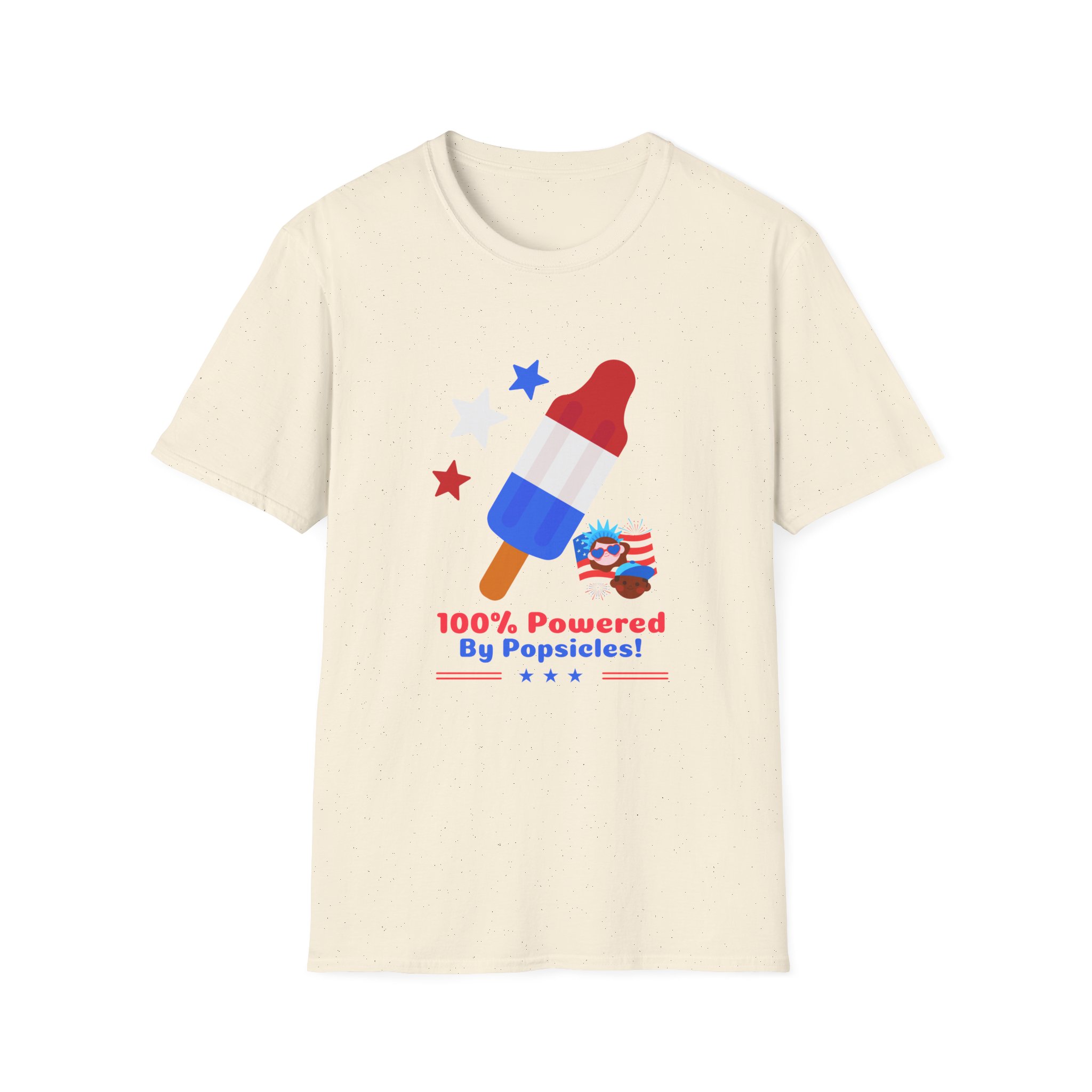 Powered by Popsicles TShirt Funny Cool 4th of July Clothing Cute Independence Day Outfit with Red, White & Blue Style for Fireworks , BBQ - Image 4