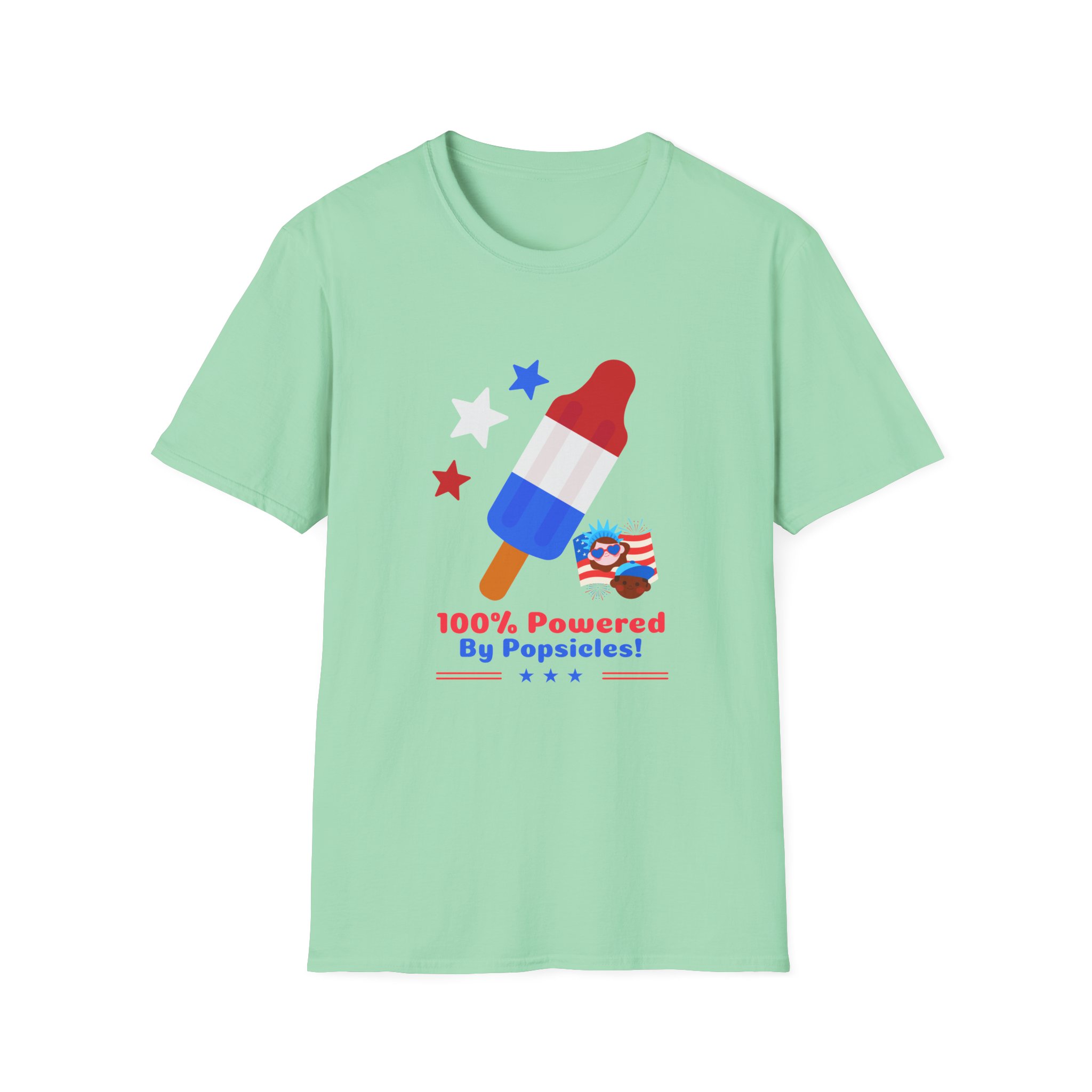 Powered by Popsicles TShirt Funny Cool 4th of July Clothing Cute Independence Day Outfit with Red, White & Blue Style for Fireworks , BBQ - Image 6
