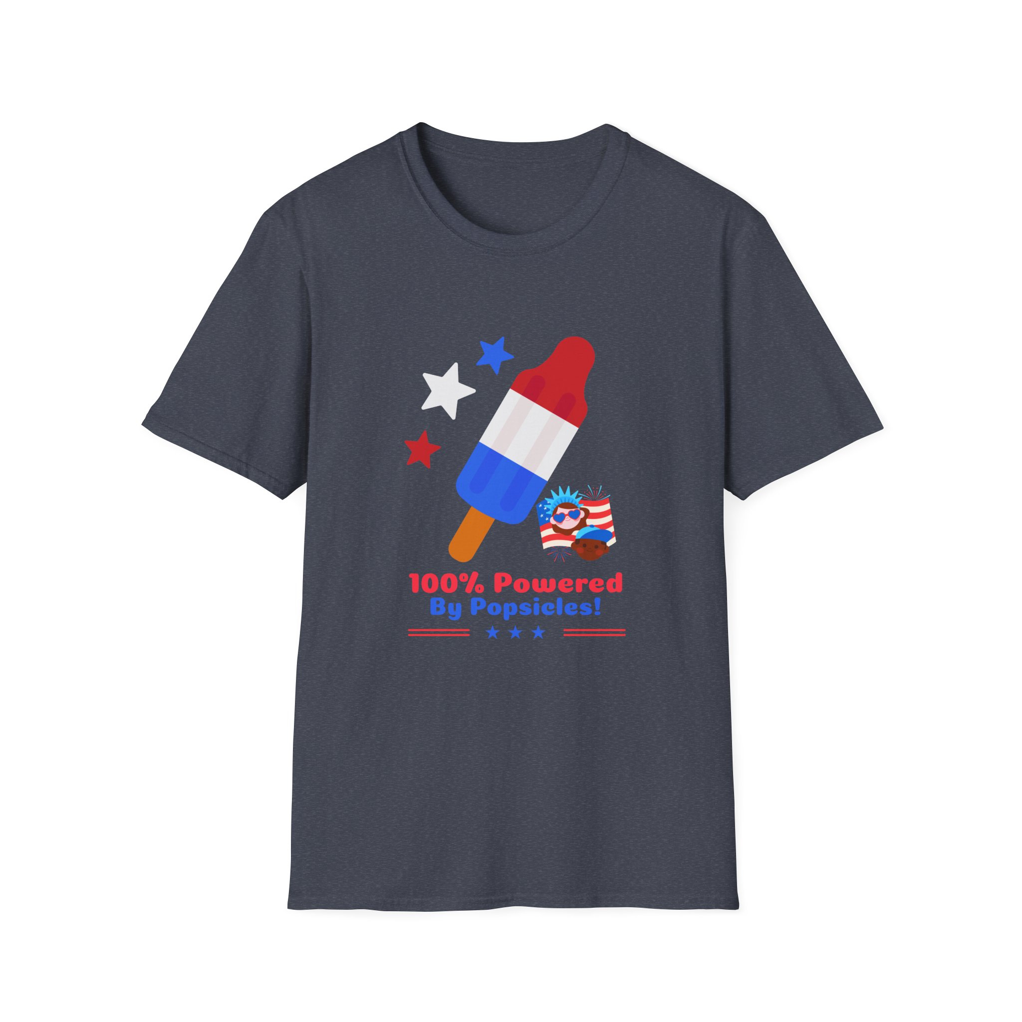 Powered by Popsicles TShirt Funny Cool 4th of July Clothing Cute Independence Day Outfit with Red, White & Blue Style for Fireworks , BBQ - Image 8
