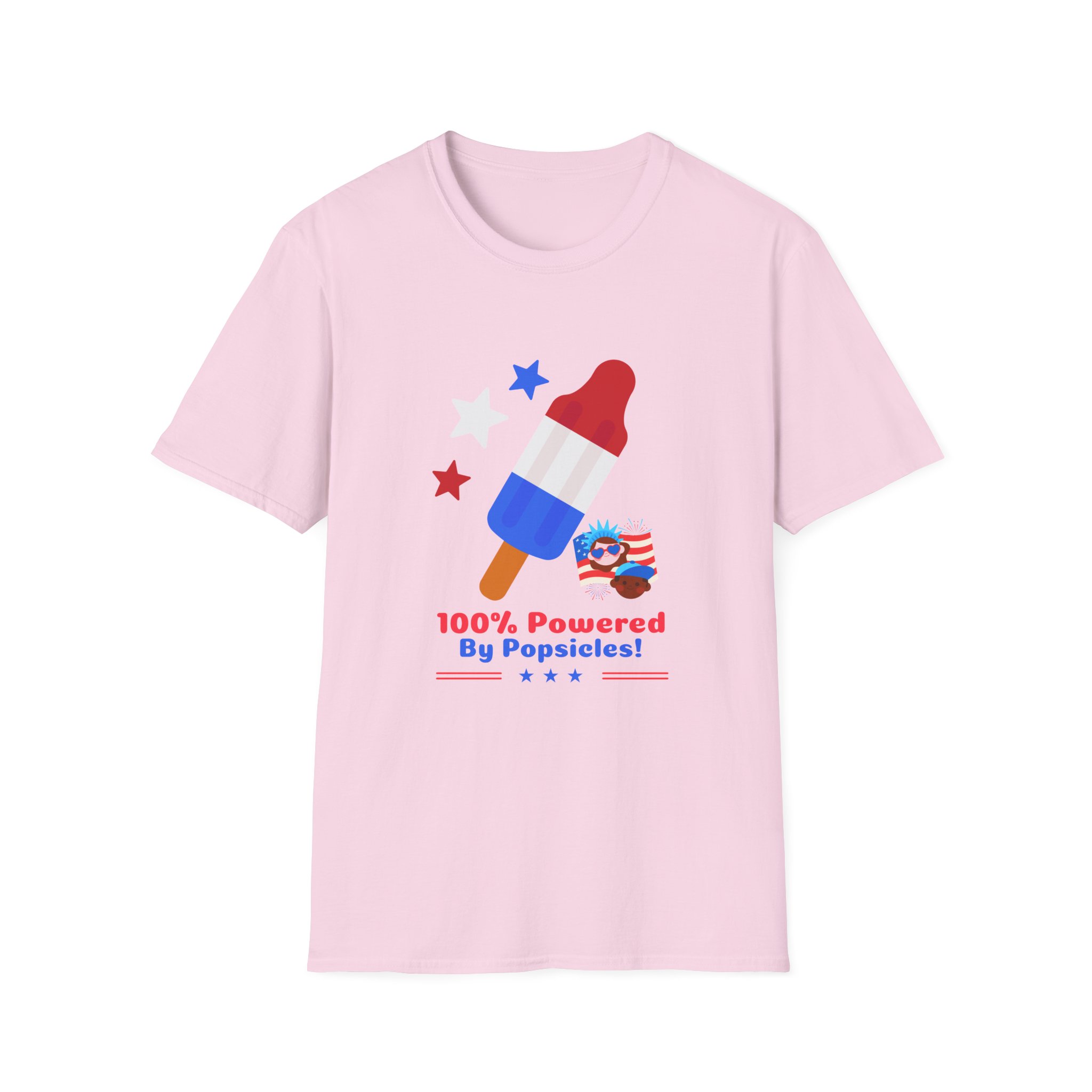Powered by Popsicles TShirt Funny Cool 4th of July Clothing Cute Independence Day Outfit with Red, White & Blue Style for Fireworks , BBQ - Image 9