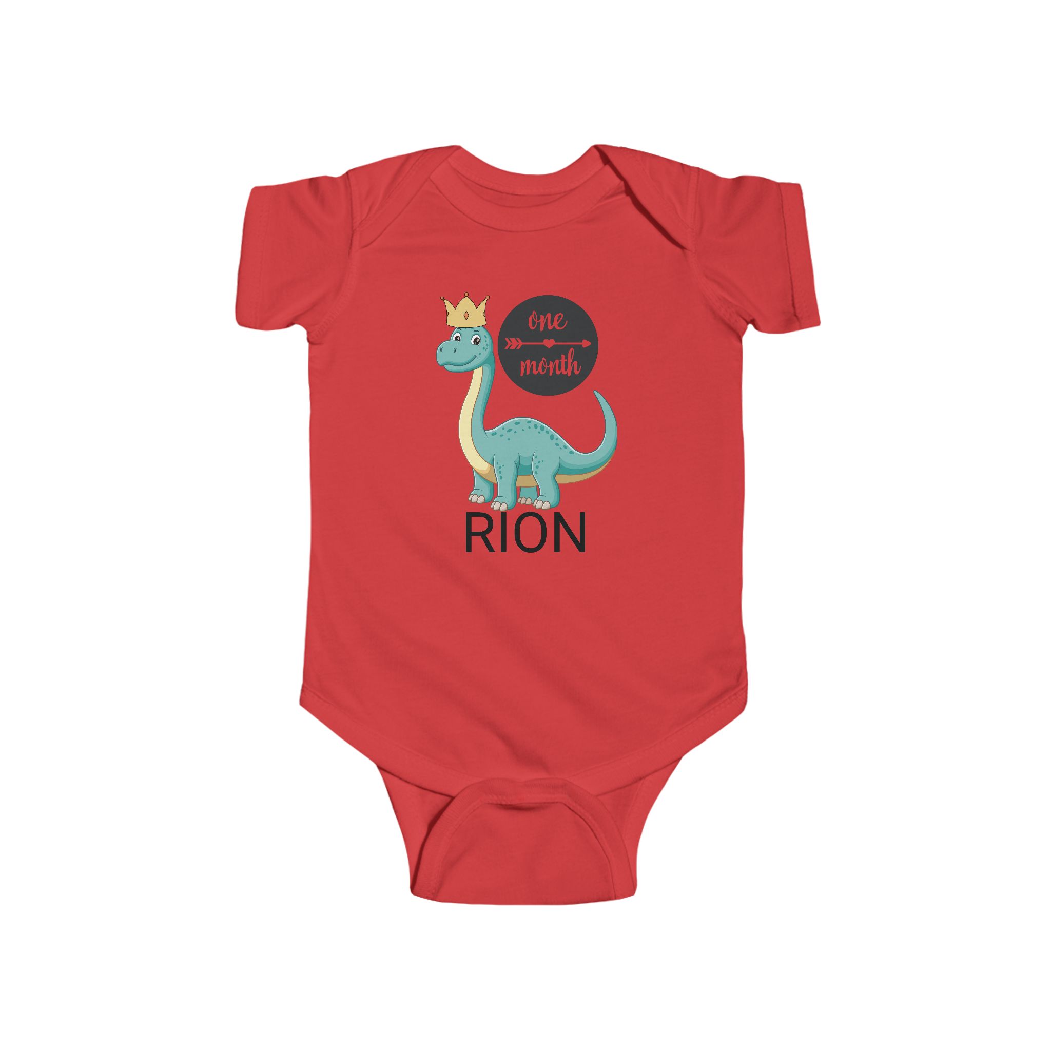 Customized baby onesies | Personalised Dino Crown Bodysuit for 1-Month-Old Baby – Custom Baby Name Outfit | Soft, Adorable & Limited Edition Gift!